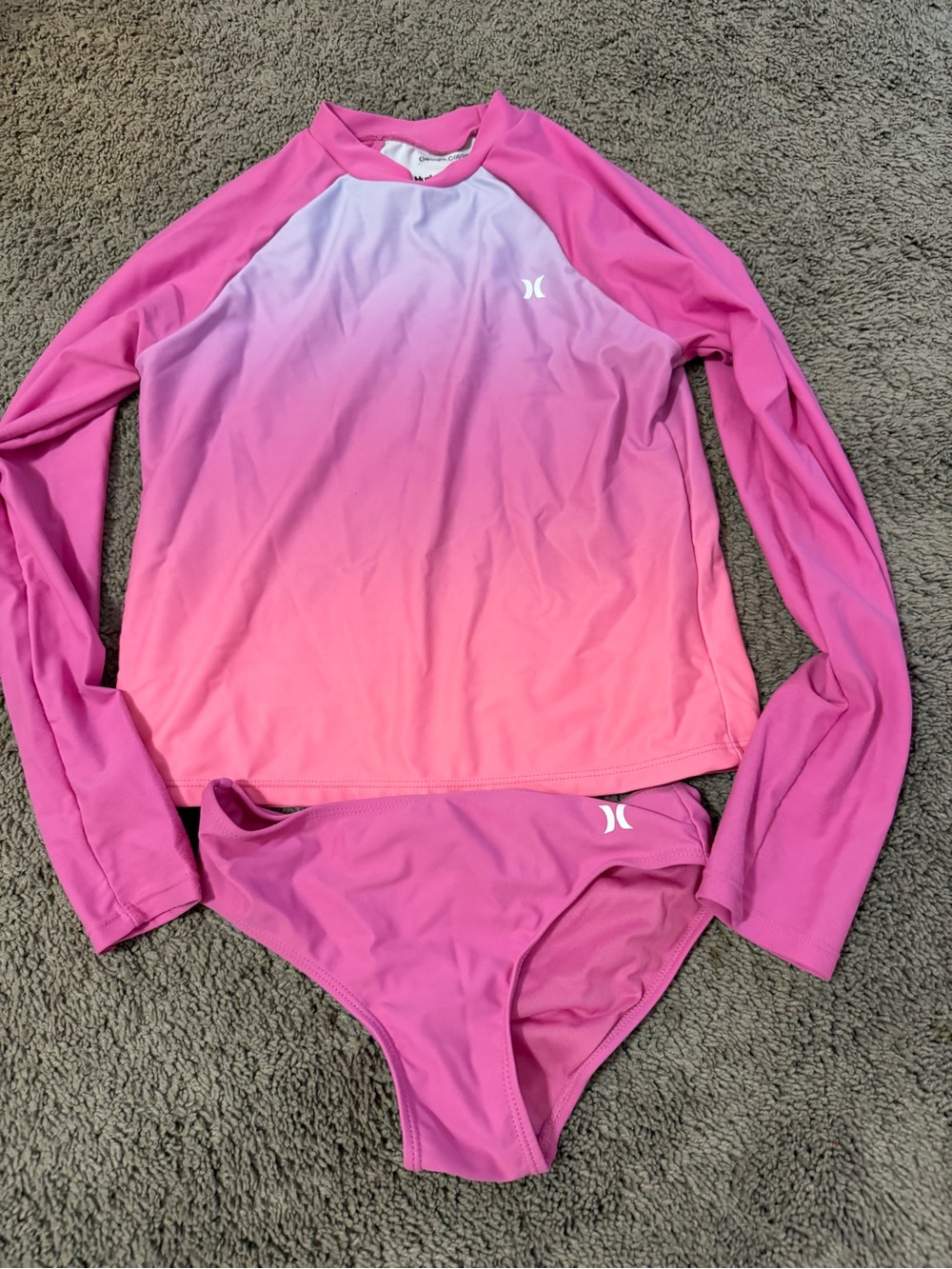 Hurley Pink Ombre Long Sleeve Rash Set - Light to Bright Pink